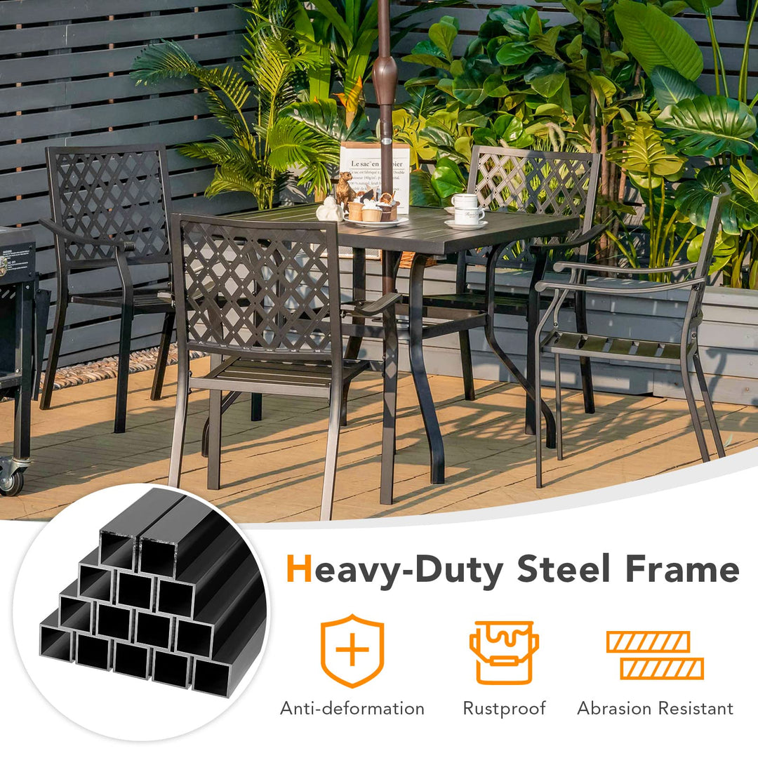 Giantex Patio Dining Table, Outdoor Bistro Table for 4 Person, with Umbrella Pole Hole