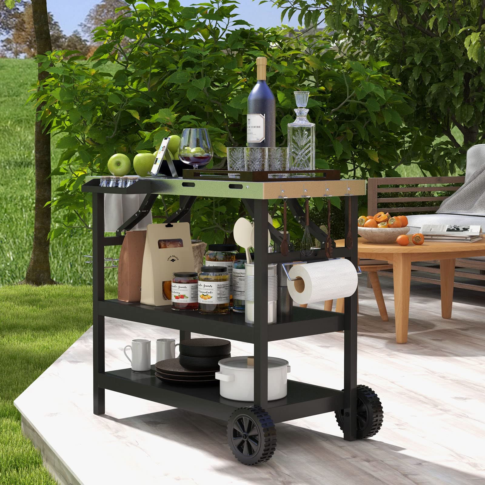 Giantex Outdoor Grill Cart with Wheels