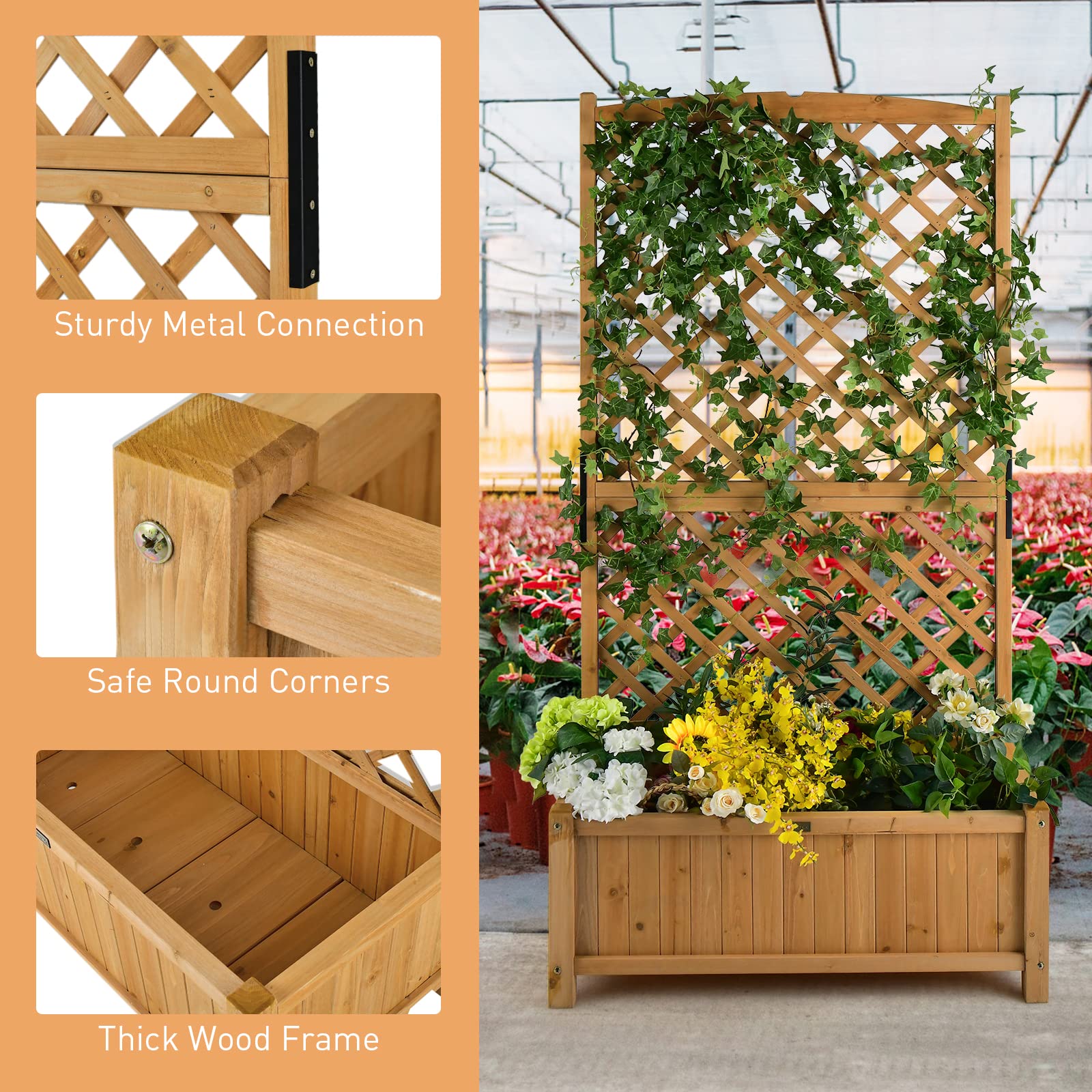 Planter Raised Bed with Trellis - Giantex