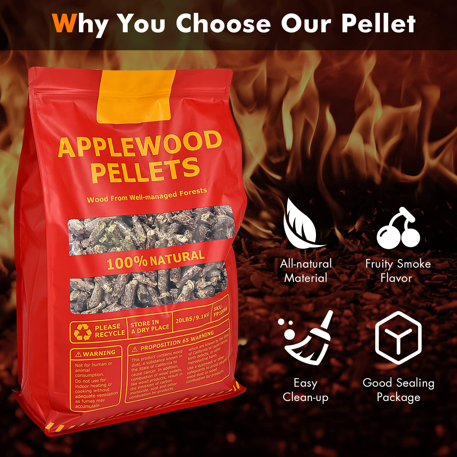 All Natural Hardwood Pellets with Fruity Flavour for Grilling Smoking Bake Roast BBQ