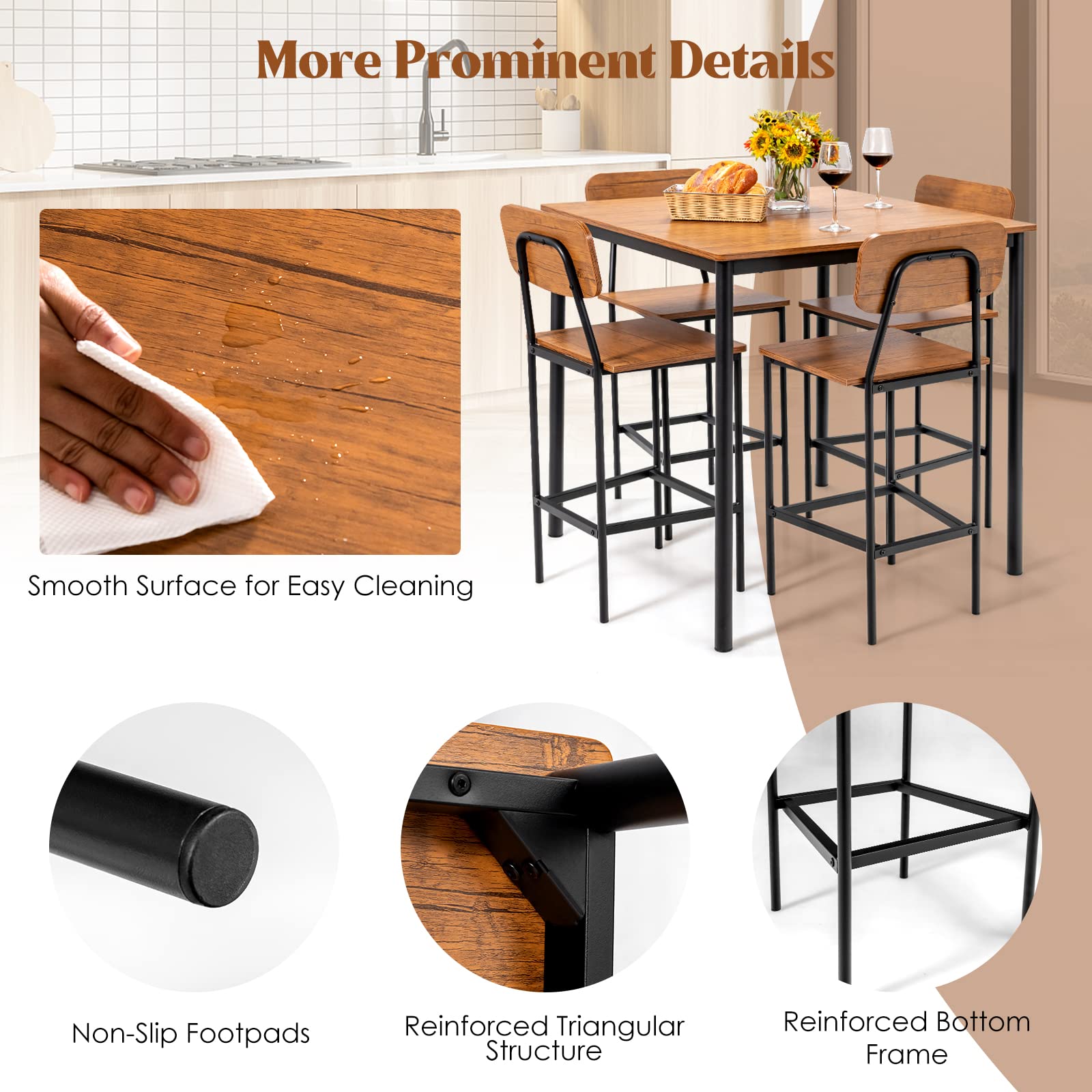 5-Piece Dining Table Set - Giantex