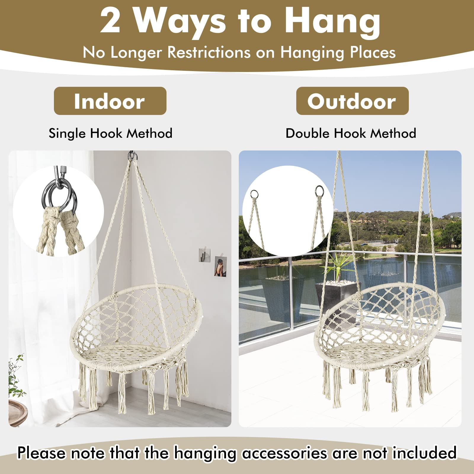 Hammock Chair with Led Lights - Giantex