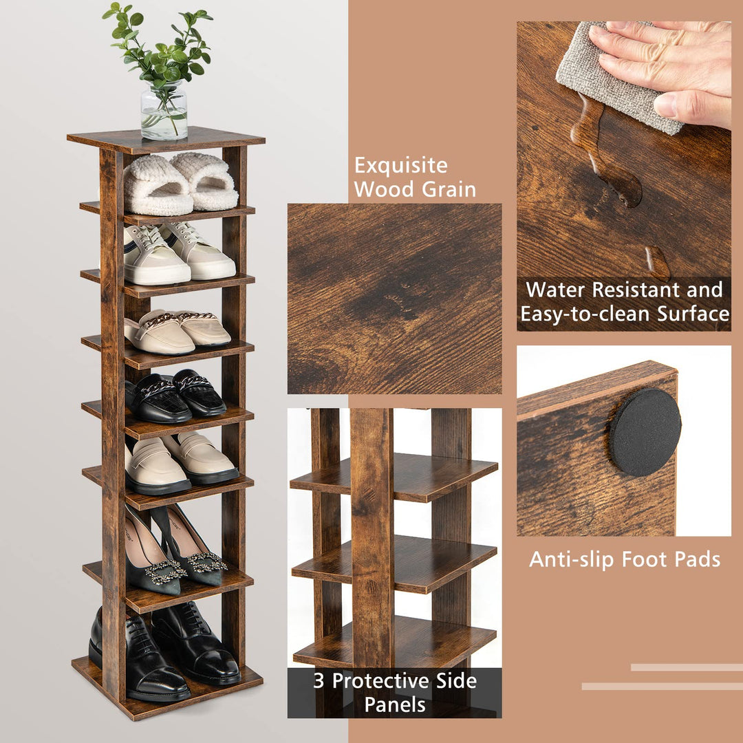 Giantex 7-Tier Vertical Shoe Rack, Corner Shoe Storage Organizer for 7 Pairs, Freestanding Narrow Shoe Rack