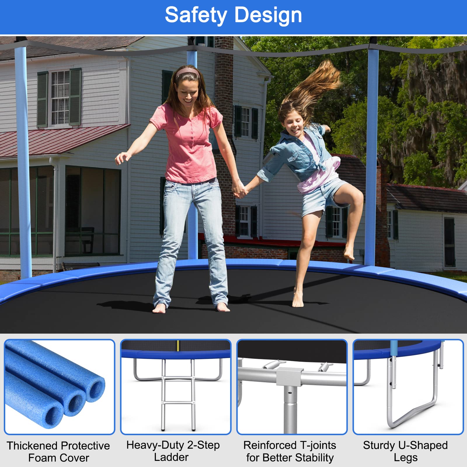 Giantex 8Ft 10Ft 12Ft 14Ft 15Ft 16Ft ASTM Certified Approved Recreational Trampolines