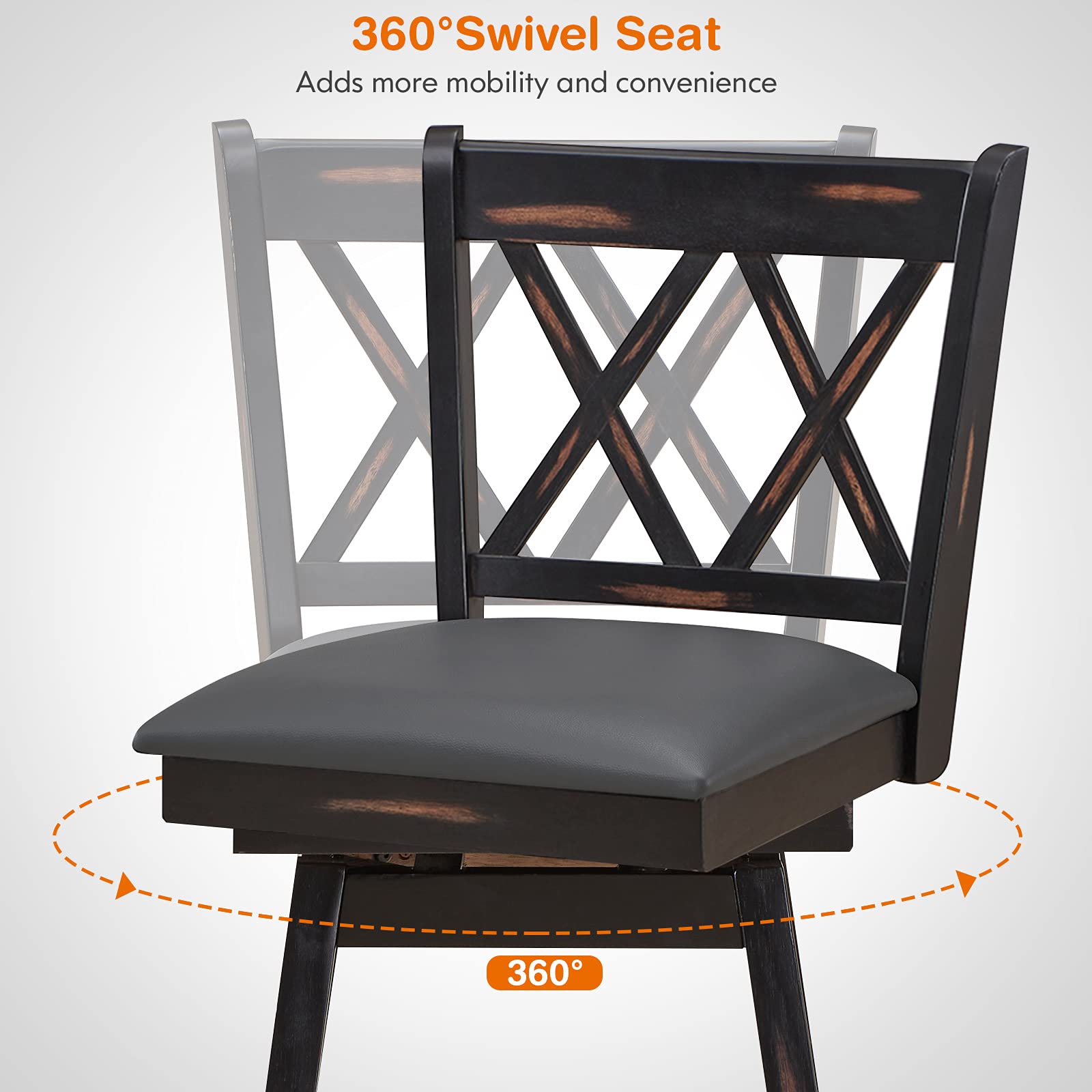 Giantex Bar Stool with Foot Rest Upholstered Cushion & Ergonomic Backrest