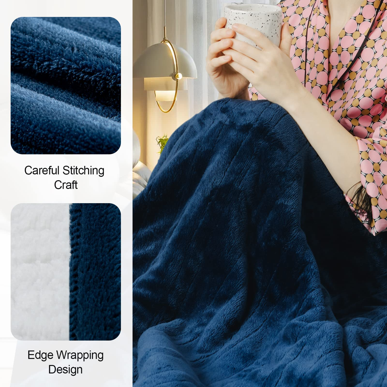 Giantex Electric Blanket Heated Throw, Flannel Sherpa Double Side Heating Blanket 50''x60''