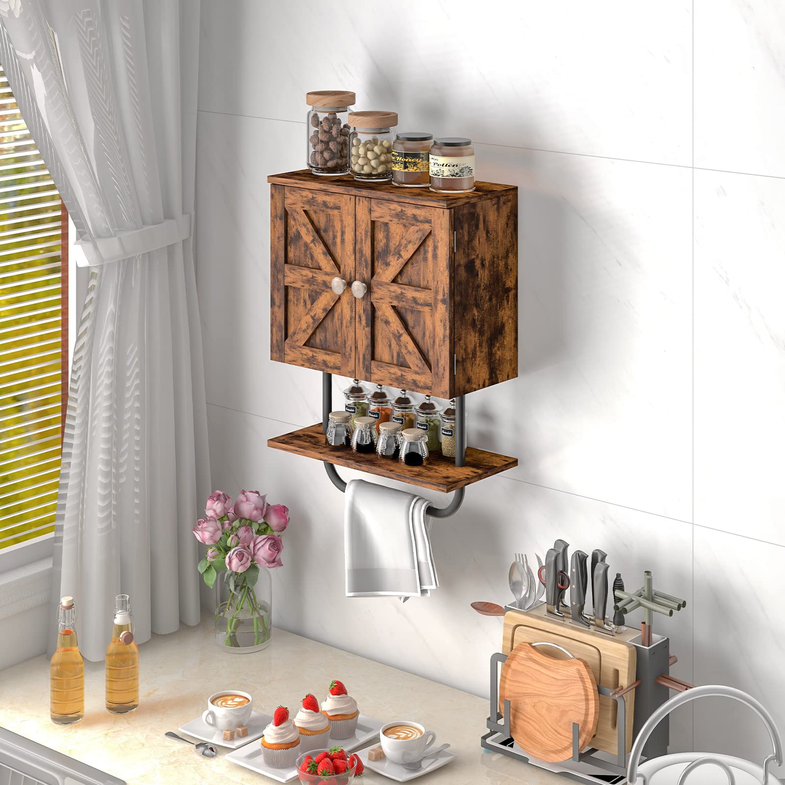 Giantex Bathroom Cabinet Wall Mounted - Medicine Cabinet with Double Doors, Above Toilet Storage Cabinet