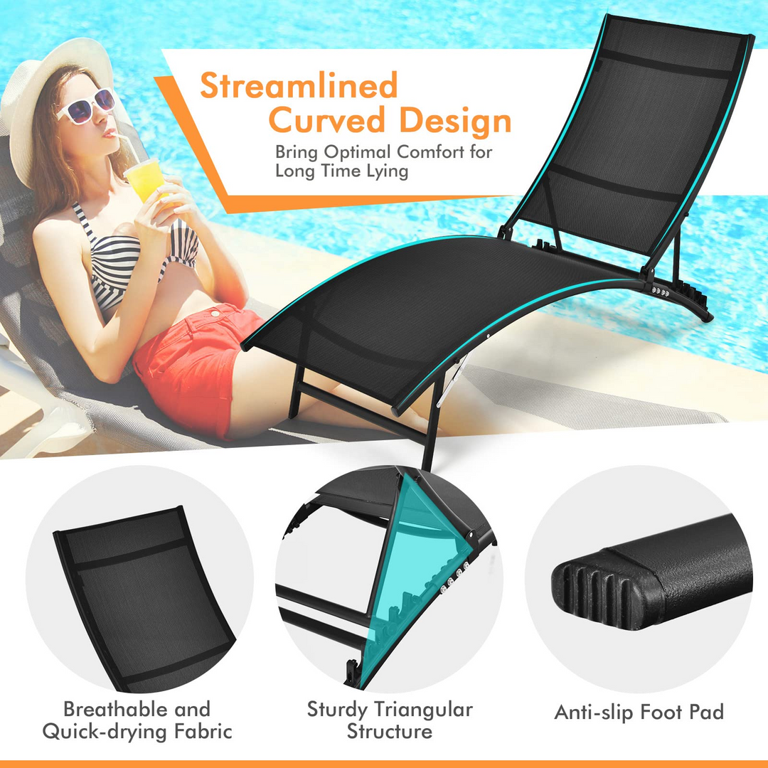 Giantex Outdoor Chaise Lounge Set of 2, Foldable Pool Lounge Chairs