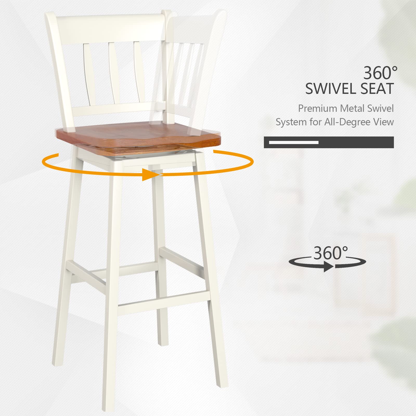 30.5 Inch Rubber Wood Bar Chairs - Giantex