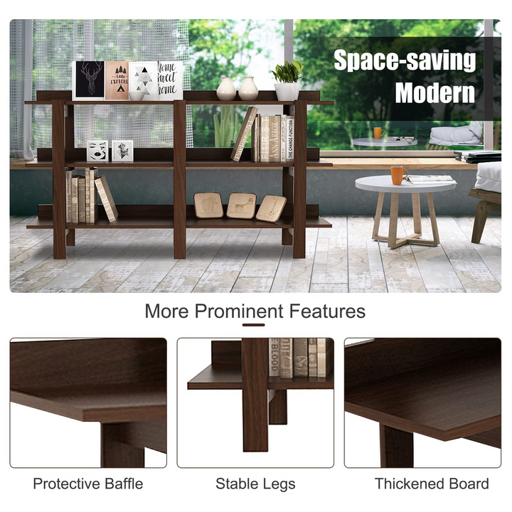 Giantex Console Table, Vintage 59inch Long Sofa Table with 3-Tier Open Shelf