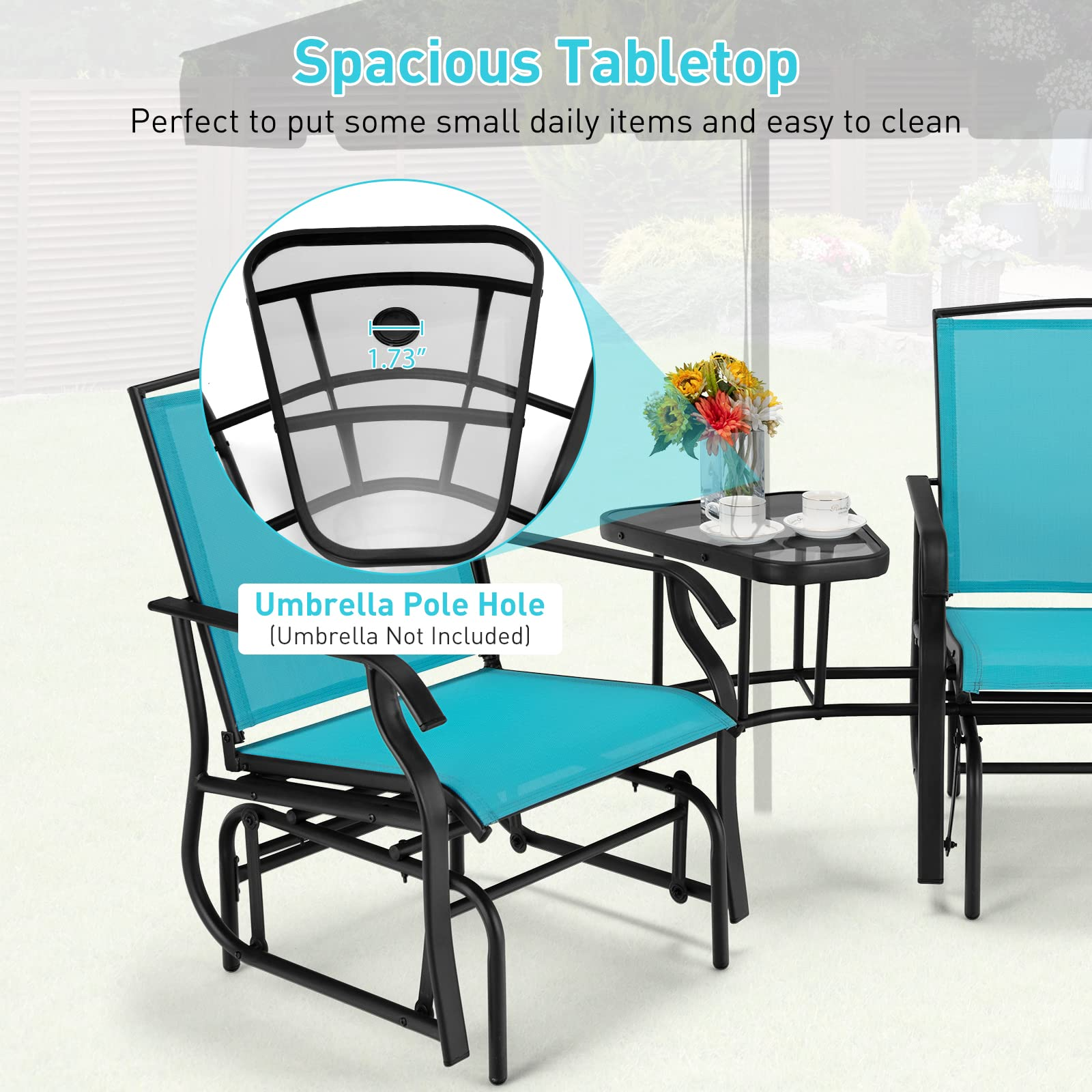 Giantex Outdoor Glider Chairs with Table & Umbrella Hole