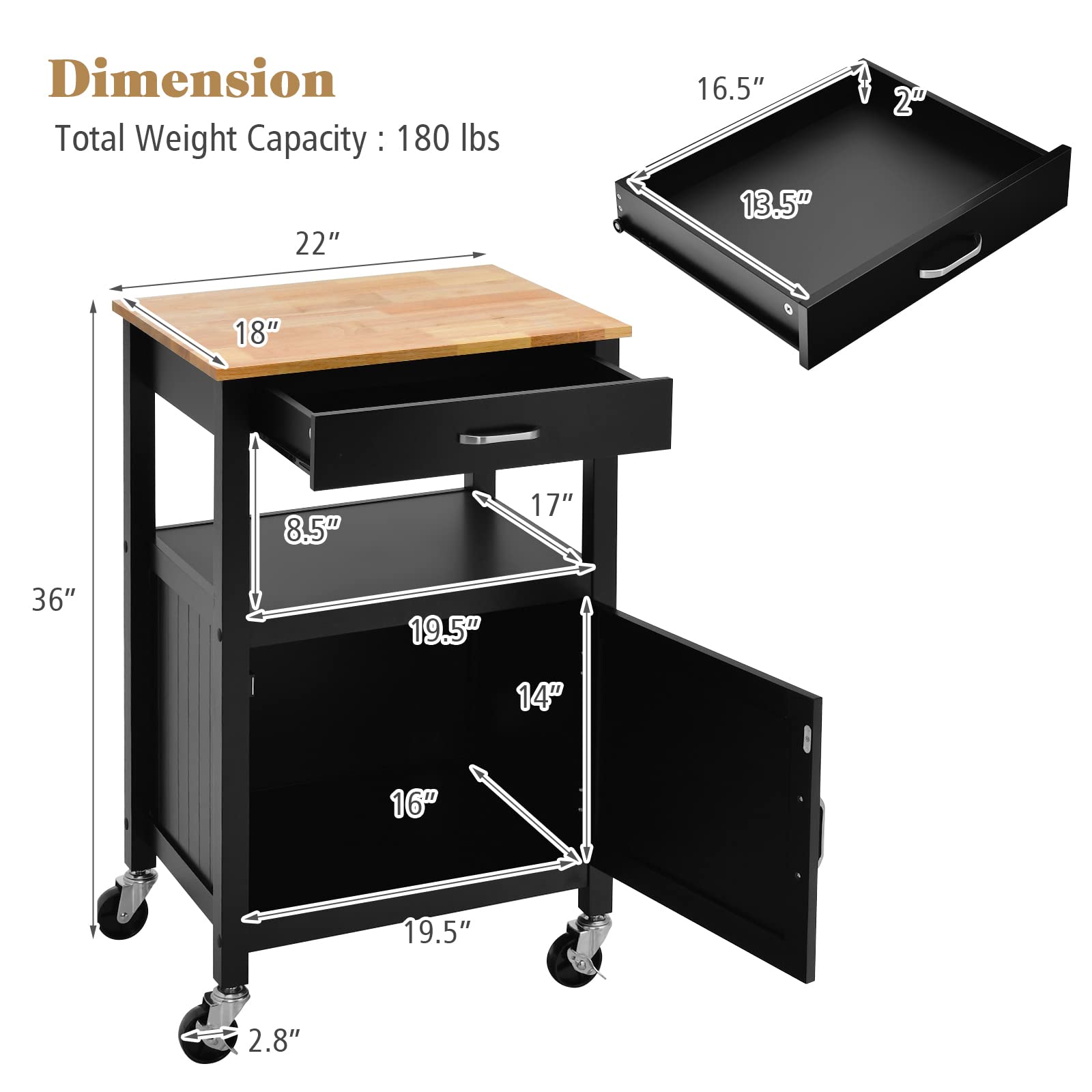Giantex Kitchen Cart with Storage