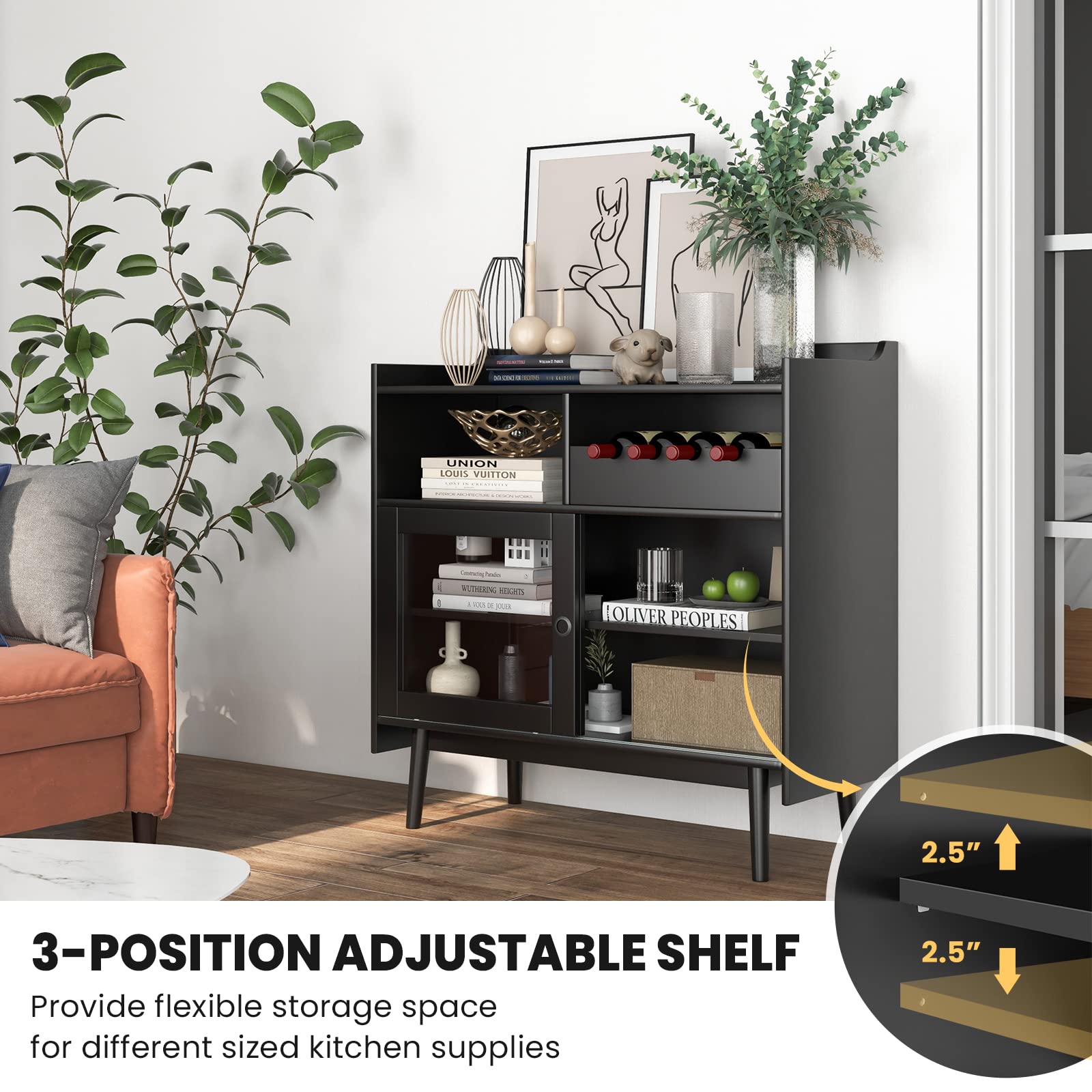 Giantex Buffet Sideboard, Modern Coffee Bar Storage Cabinet