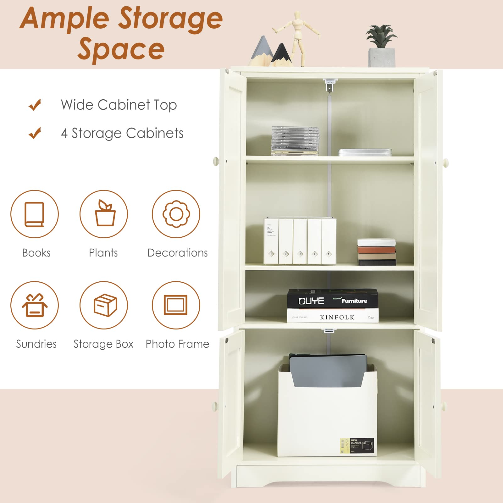 Kitchen Pantry Storage Cabinet, Wood Cupboard Organizer