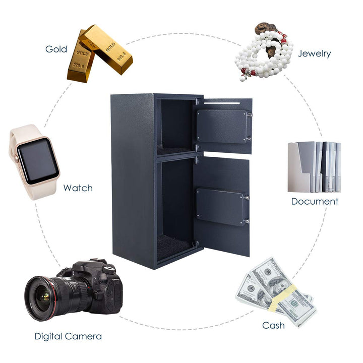Safe Box Security Lock Box with Double Door and Keys, Gun Cash Valuable Storage