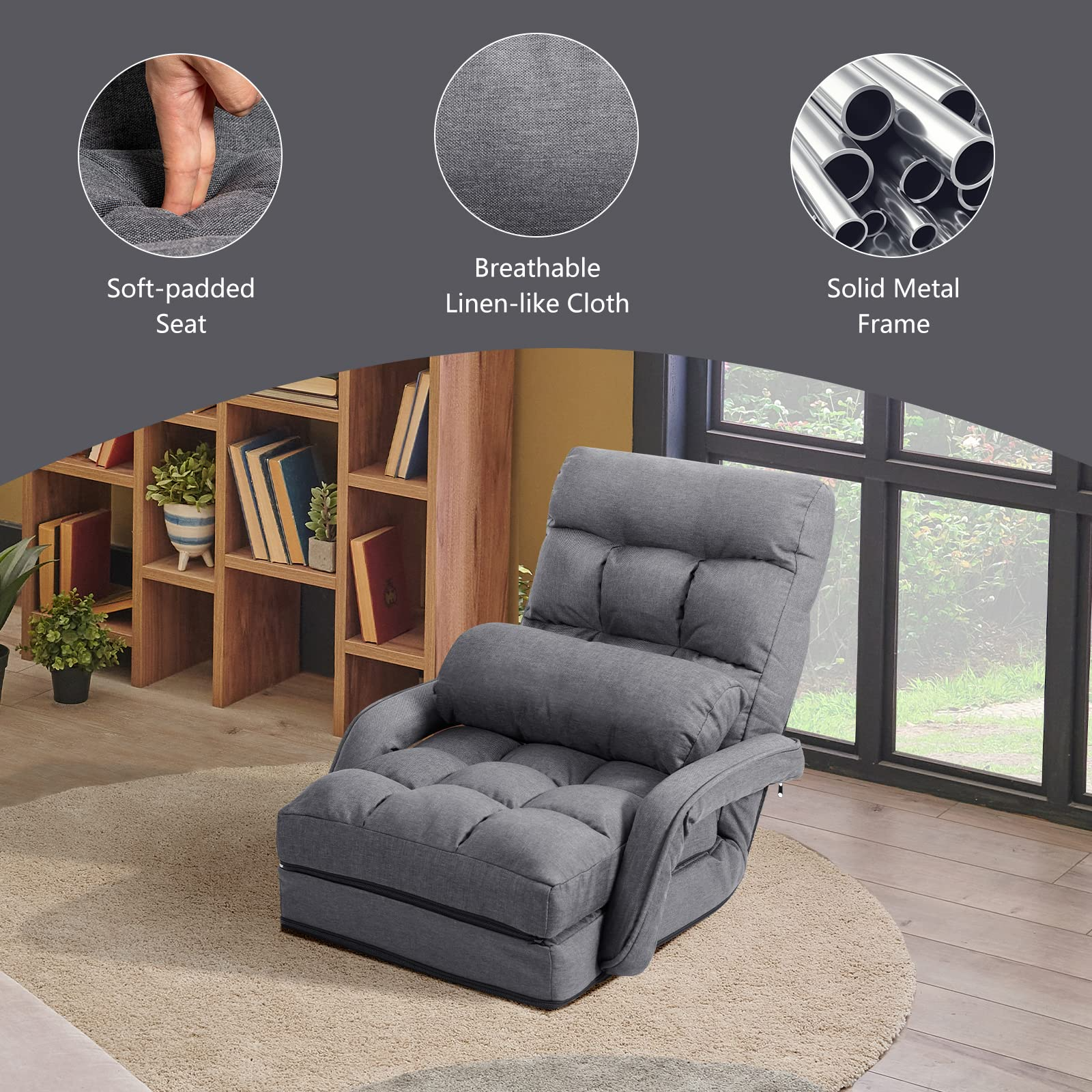 Updated Folding Massage Lazy Sofa Floor Chair Sofa Lounger Bed