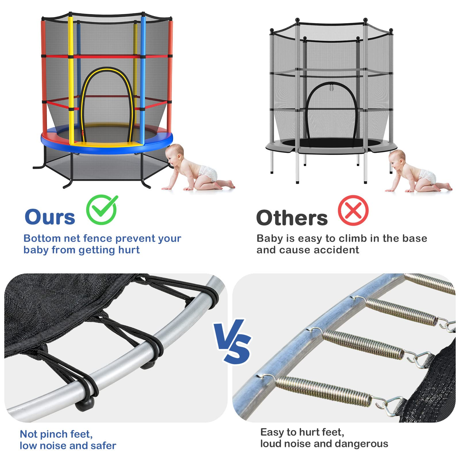 55" Kids Trampoline with Safety Enclosure Net - Giantex