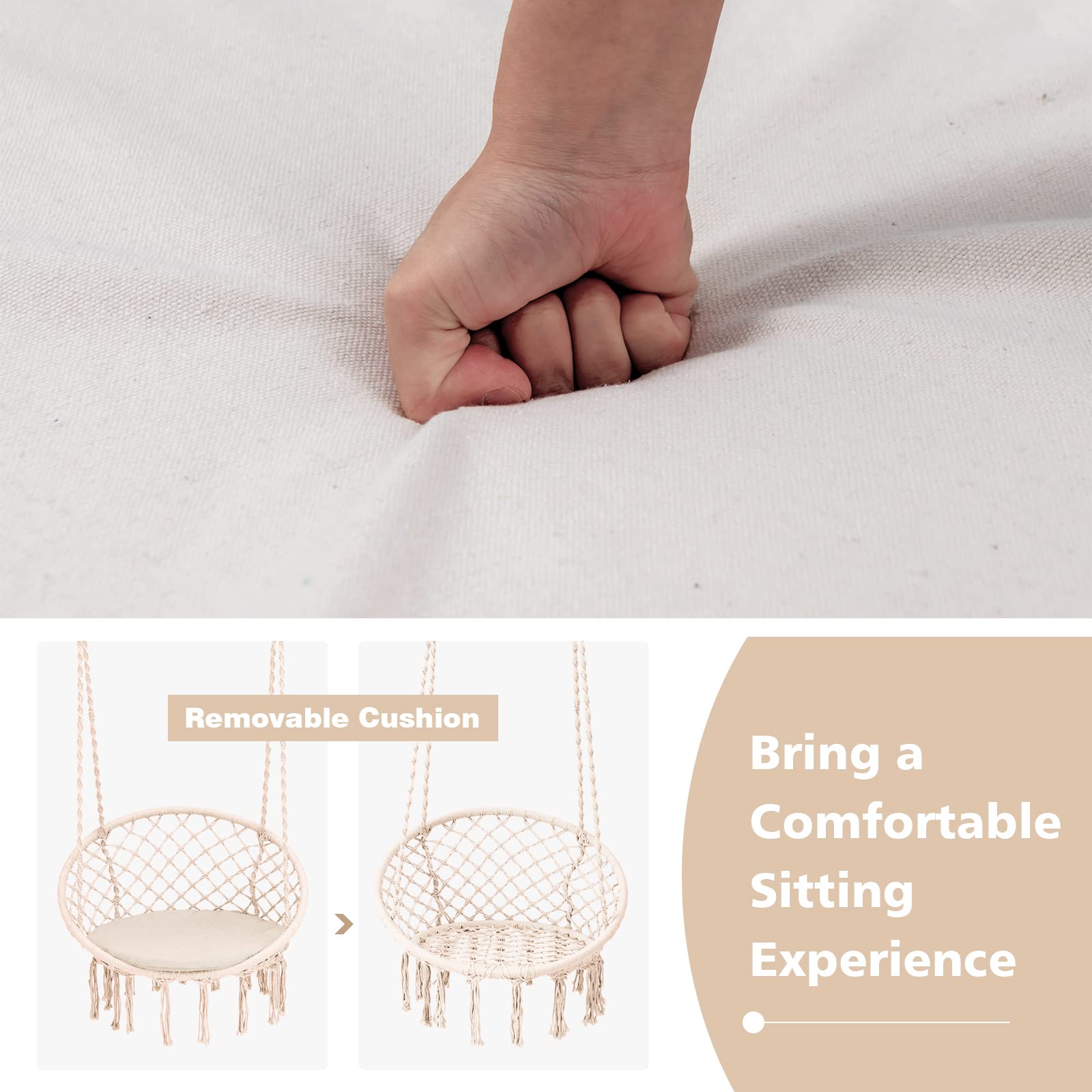 Hammock Chair Macrame Swing - Giantex
