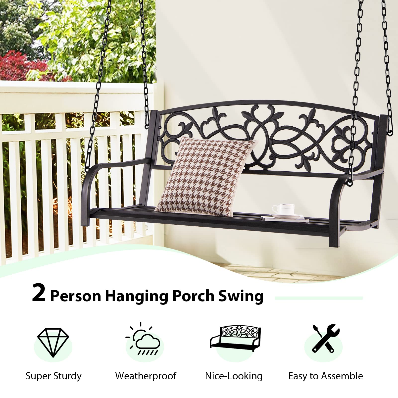 Giantex Patio Metal Porch Swing