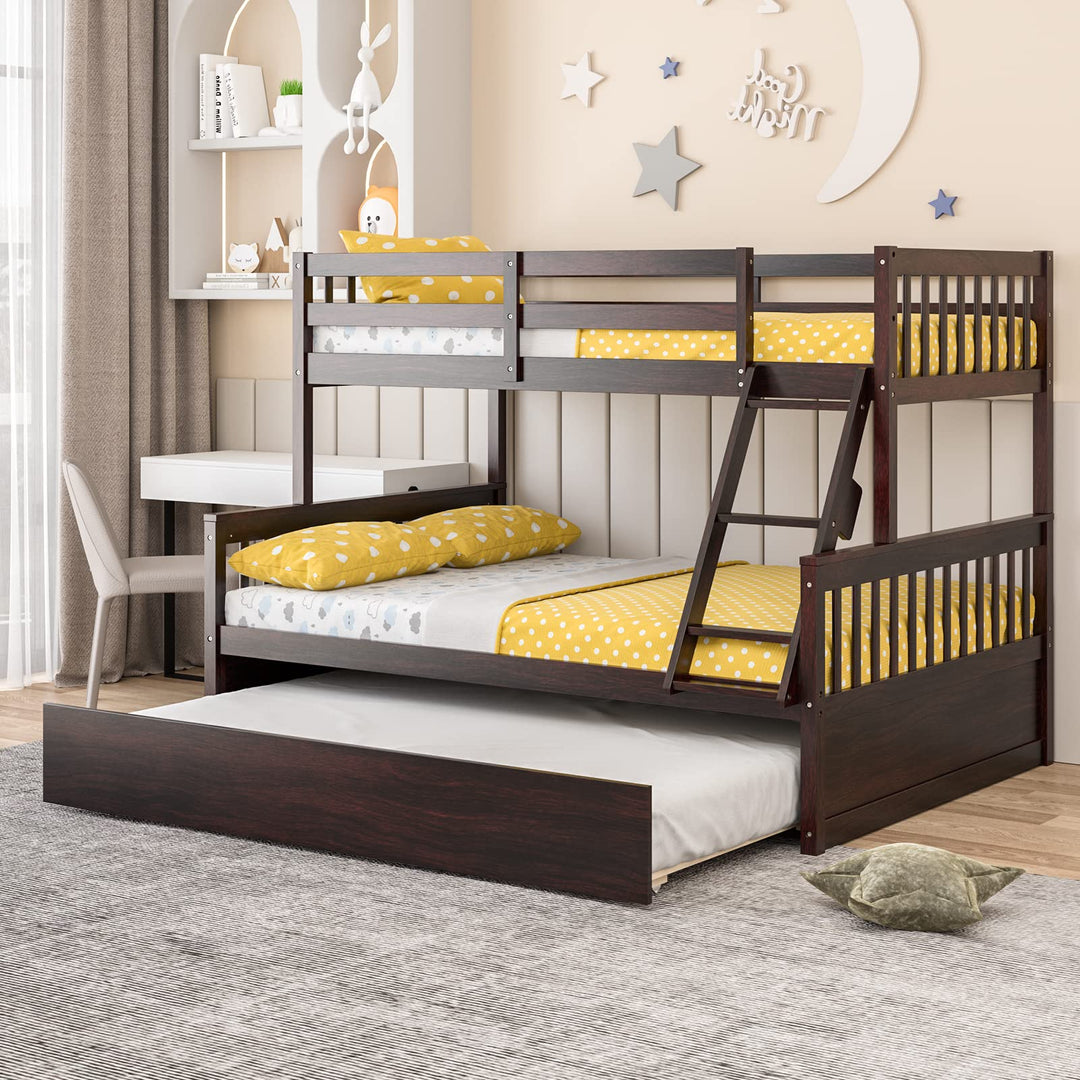 Twin Over Full Bunk Bed with Trundle - Giantex