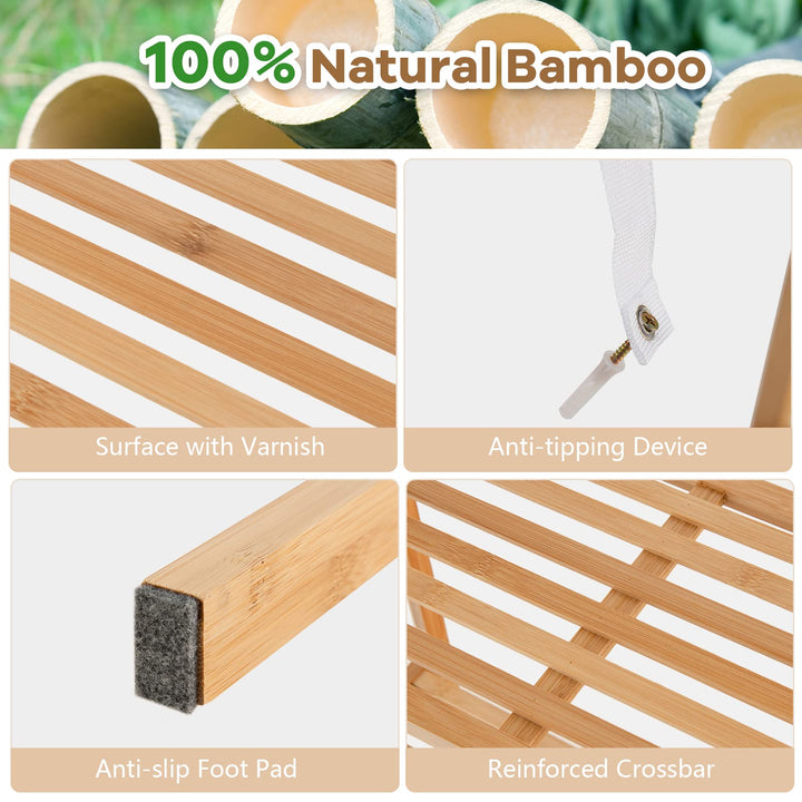 Giantex 4-Tier Bamboo Bookshelf, Multifunctional Storage Display Rack Shelves with Anti-Tipping Device