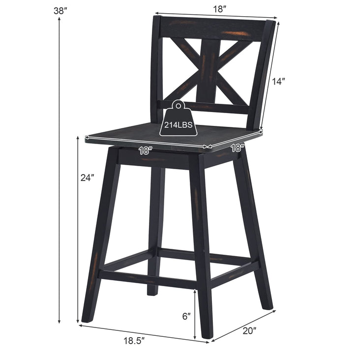 360 Degree Rubber Wood Bar Chairs, Vintage Bar Stools for Home, Restaurant & Pub