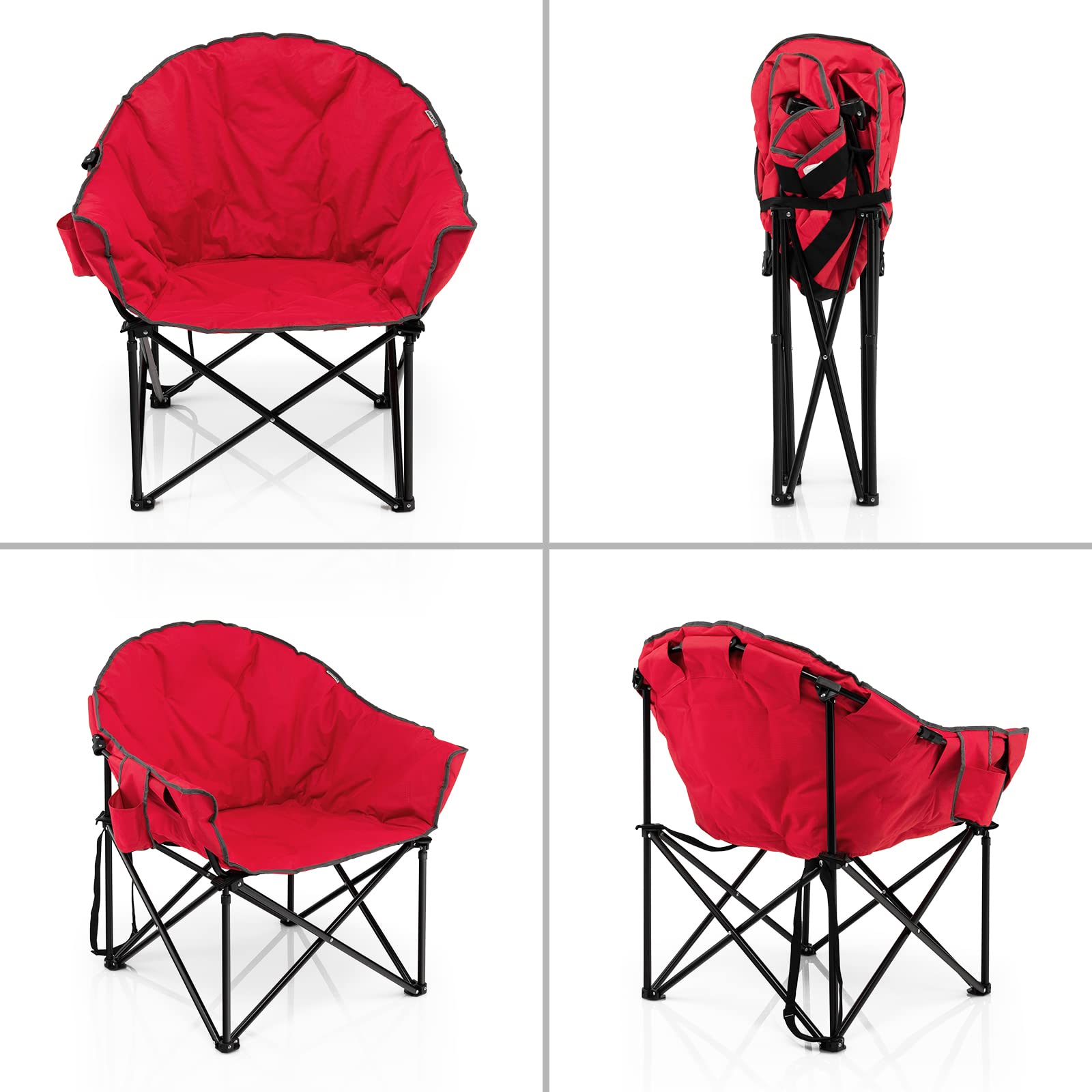 Giantex Portable Camping Chair, Lawn Chair, Outdoor Folding Chair with Cup Holder, Soft Seat