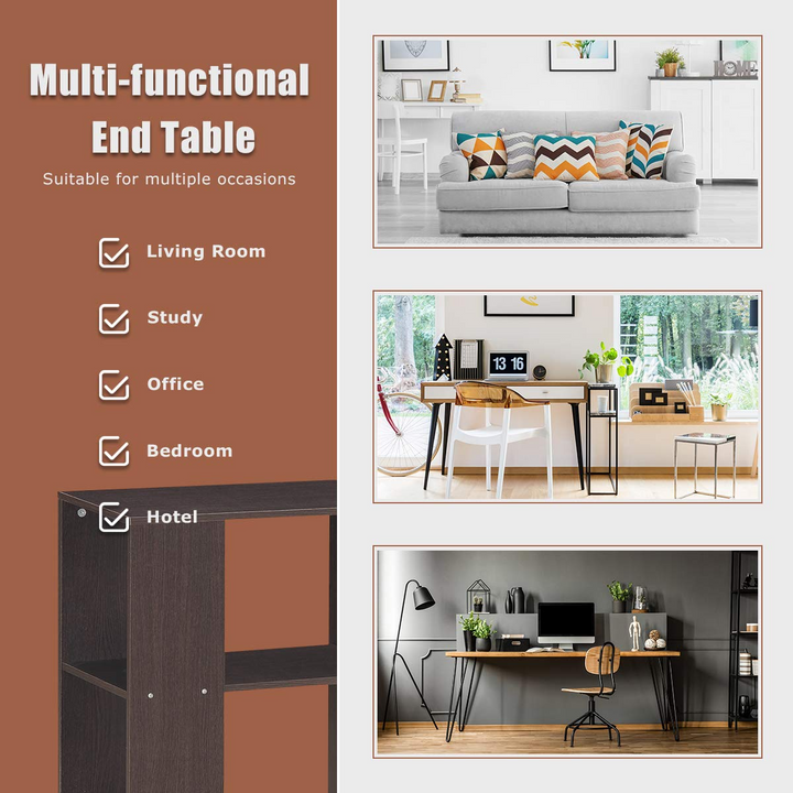 Giantex End Table with Shelves 3-Tier Open Storage