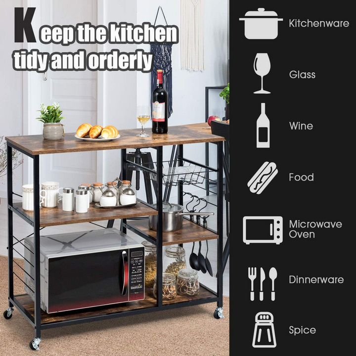 Giantex Industrial Kitchen Baker's Rack with Lockable Universal Wheel