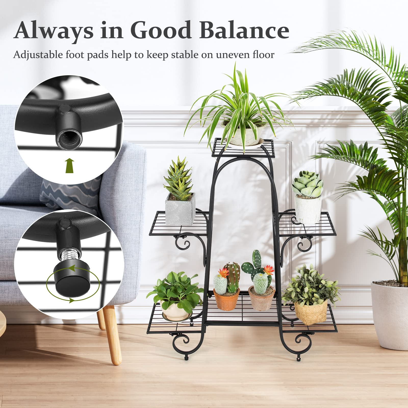 6  Tiers Metal Plant Stand Flower Pots Holder