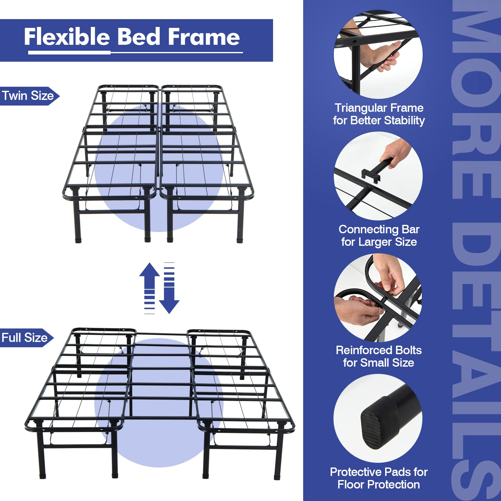 Giantex Folding Bed Frame Steel Platform Bed Twin/Full Size Portable Bed