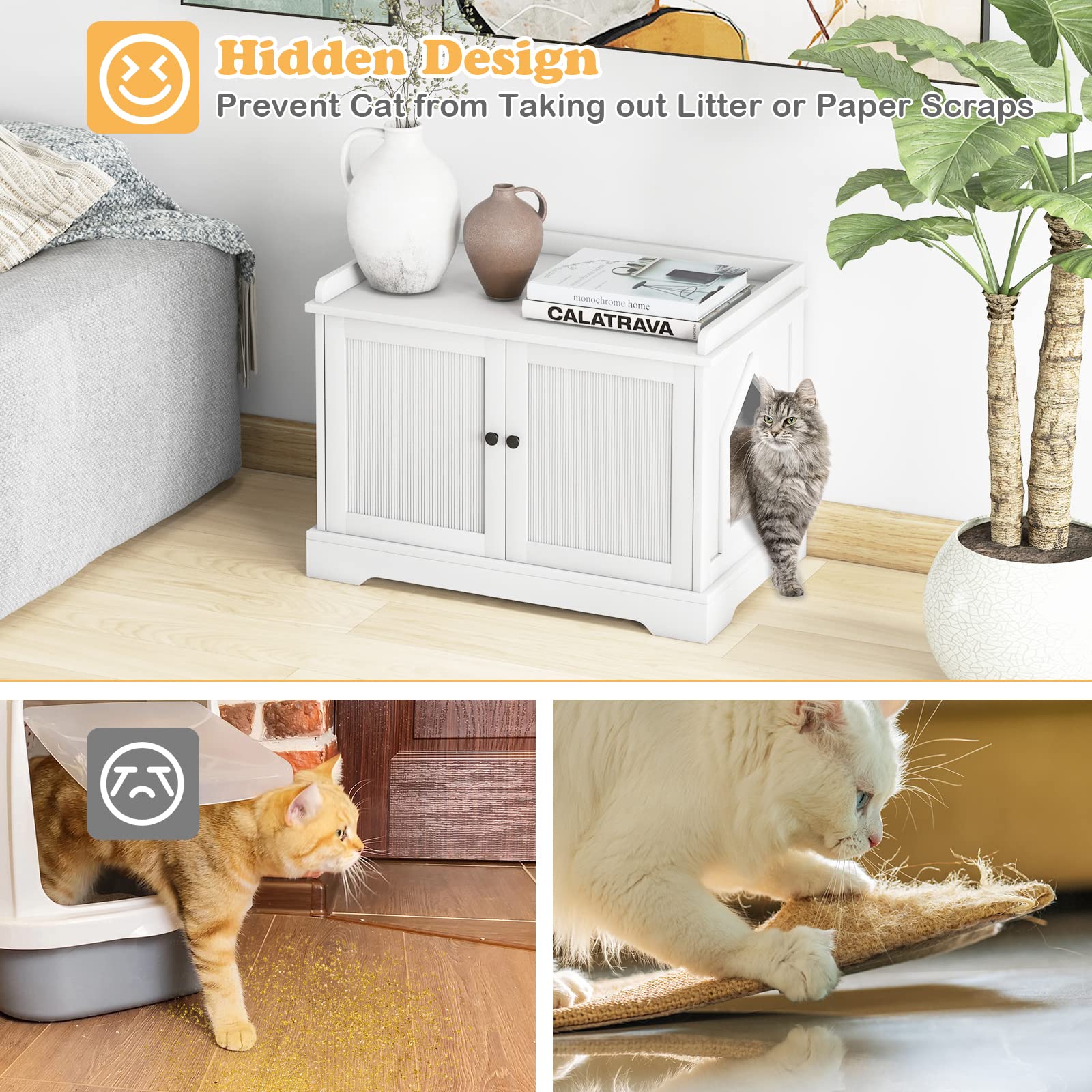 Giantex Cat Litter Box Enclosure - Cat Washroom Hidden Furniture