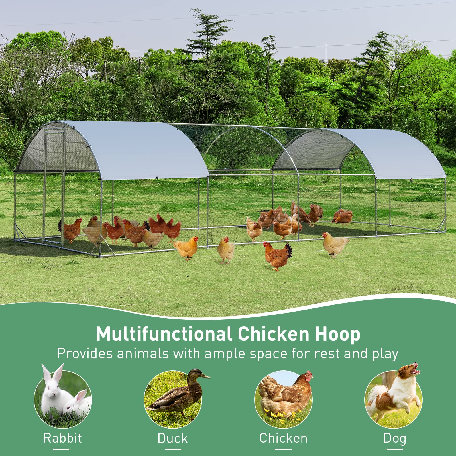Giantex Large Metal Chicken Coop, Dome Shaped Poultry Cage Hen Run House Rabbits Habitat for Backyard Farm Outdoor