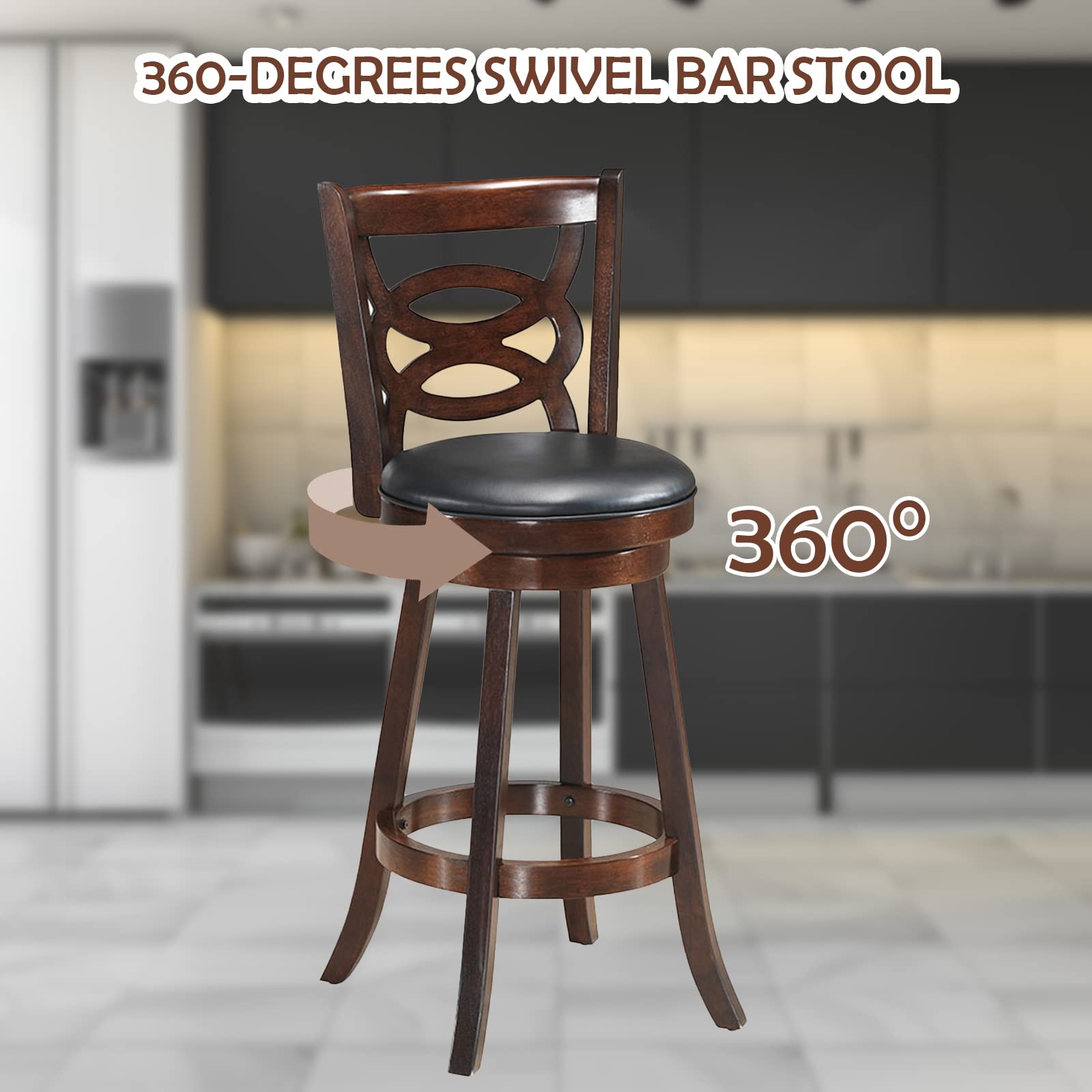 Giantex Bar Stools, Counter Height Dining Chair, Fabric Upholstered 360 Degree Swivel