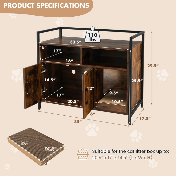 Cat Litter Box Enclosure - Giantex