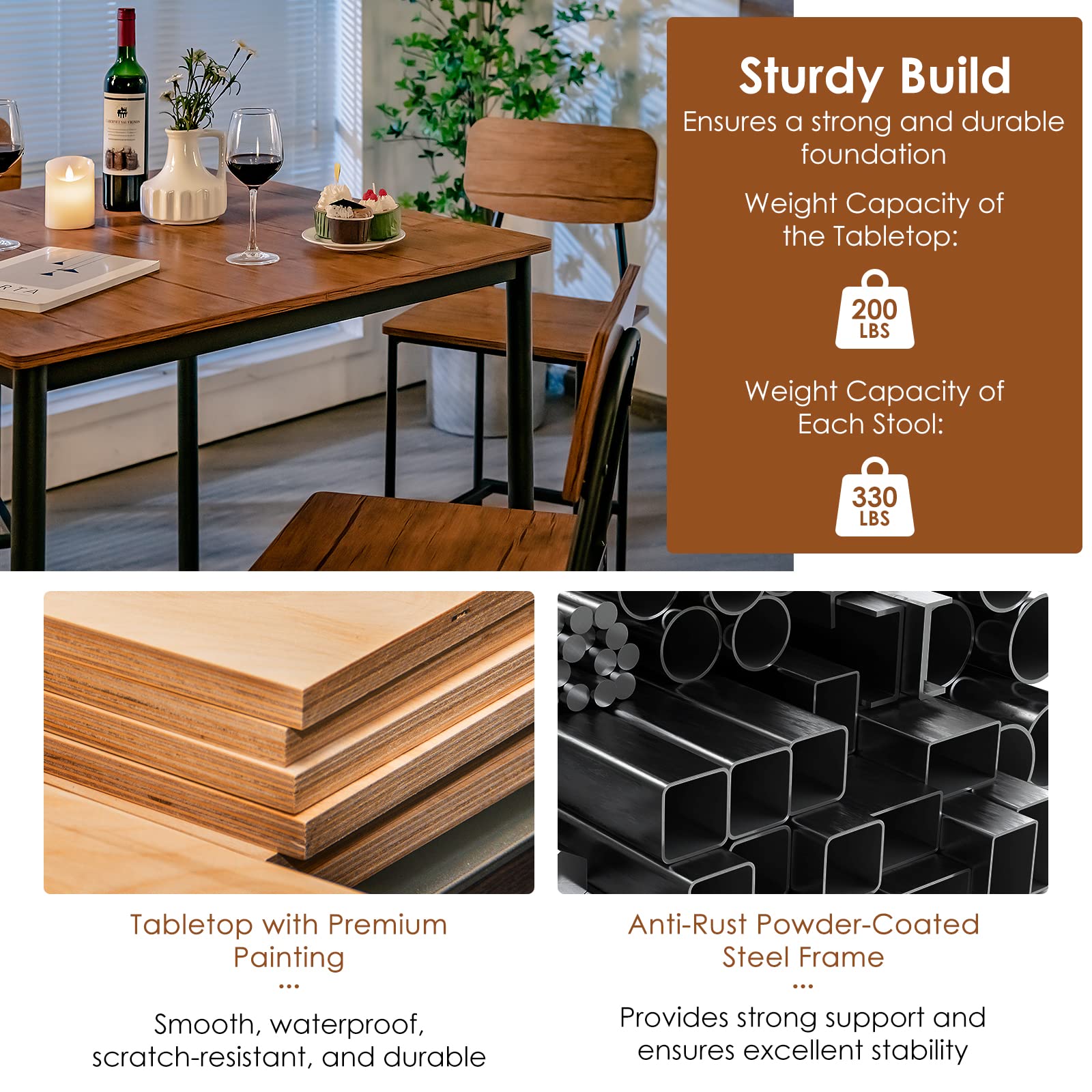 5-Piece Dining Table Set - Giantex