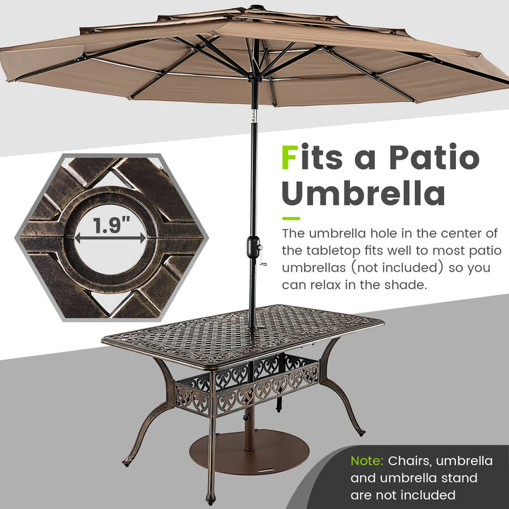 Giantex Patio Dining Table, Cast Aluminum Outdoor Table for 6 or 8 Persons, Heavy-Duty Structure