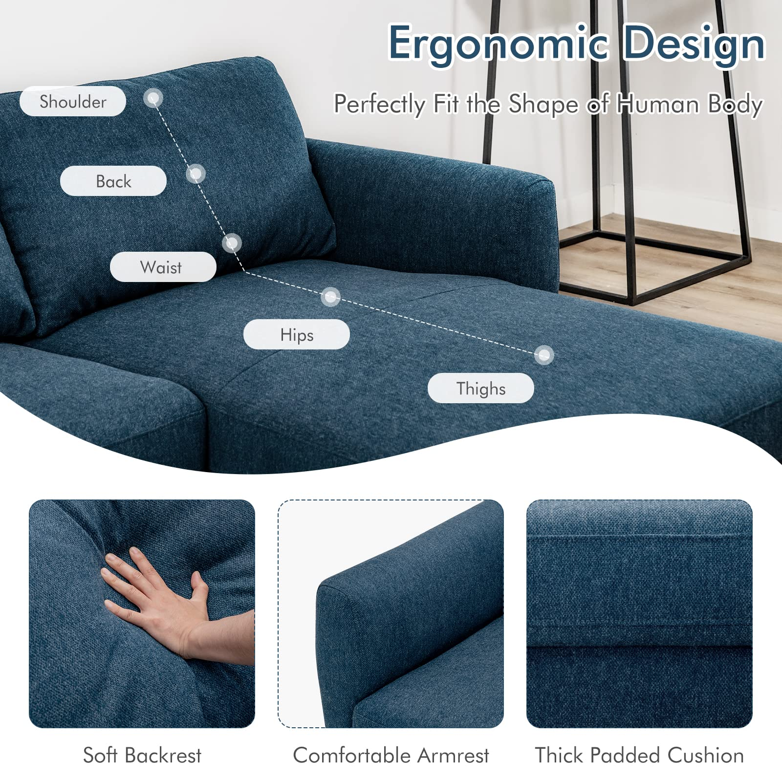 Giantex Sectional Sofa Couch Set, 3-Seat Sofa