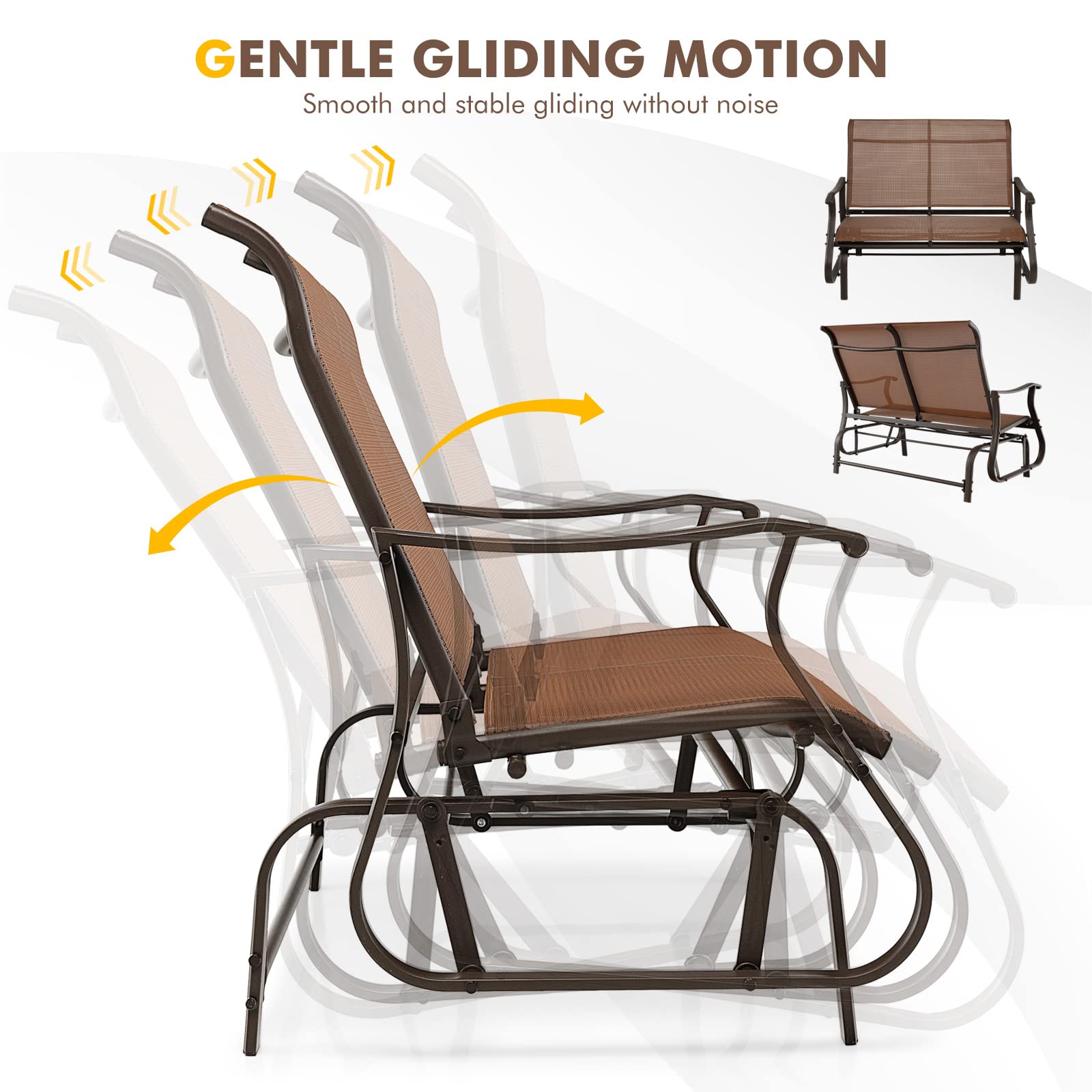 Giantex Outdoor Glider Bench Chair - Extra-Large 2 Person Loveseat