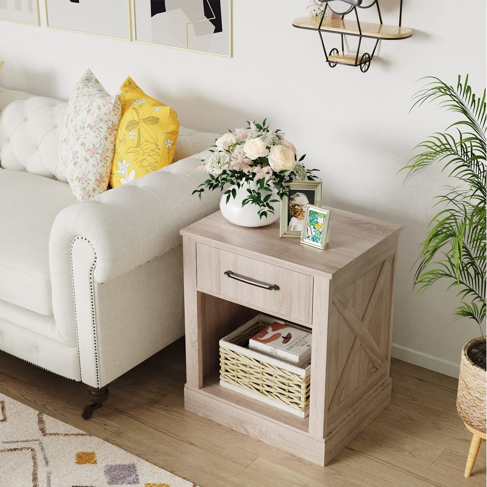 Wooden Sofa Side Table for Bedroom Office Study