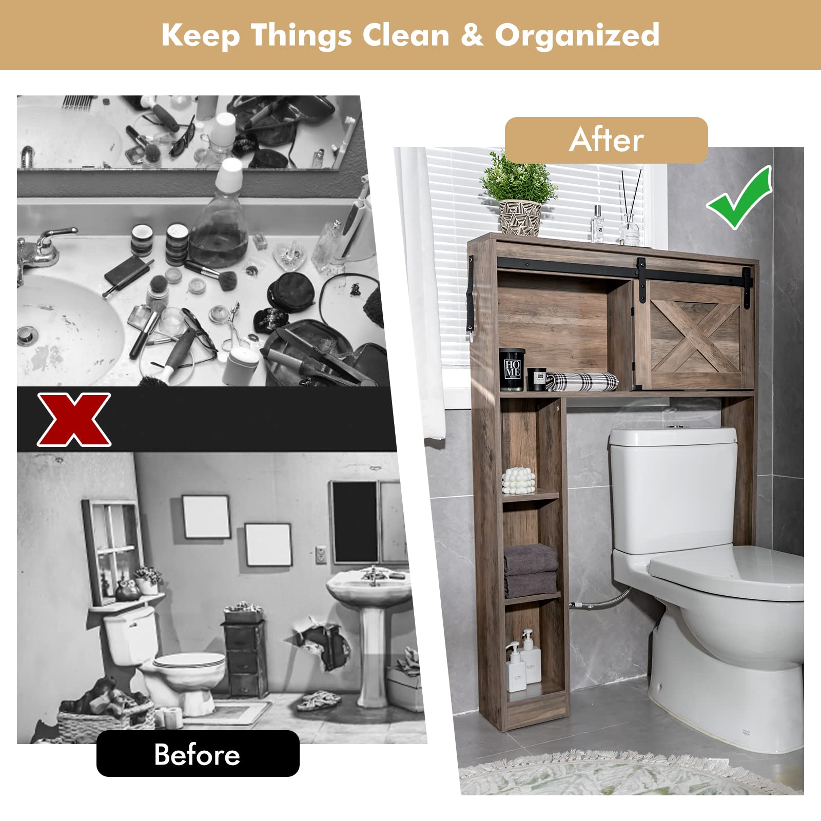 Over The Toilet Storage Cabinet - Giantex