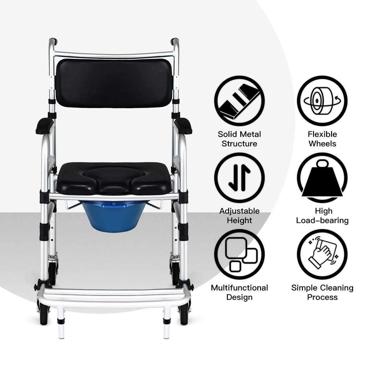 Giantex 3 in 1 Lightweight Shower Commode Wheelchair