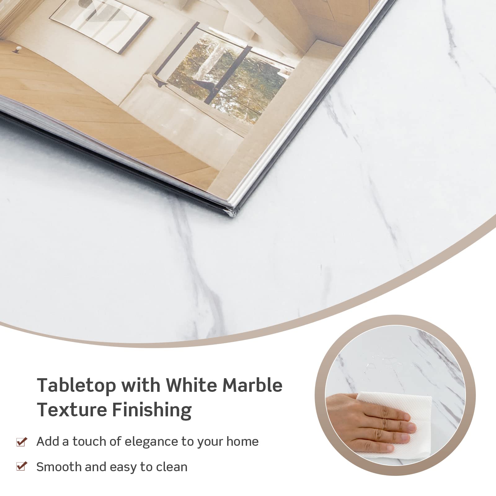 Giantex 2-Tier Rectangular Coffee Table, Modern Chic Cocktail Table with Open Storage Shelf, White/Gold