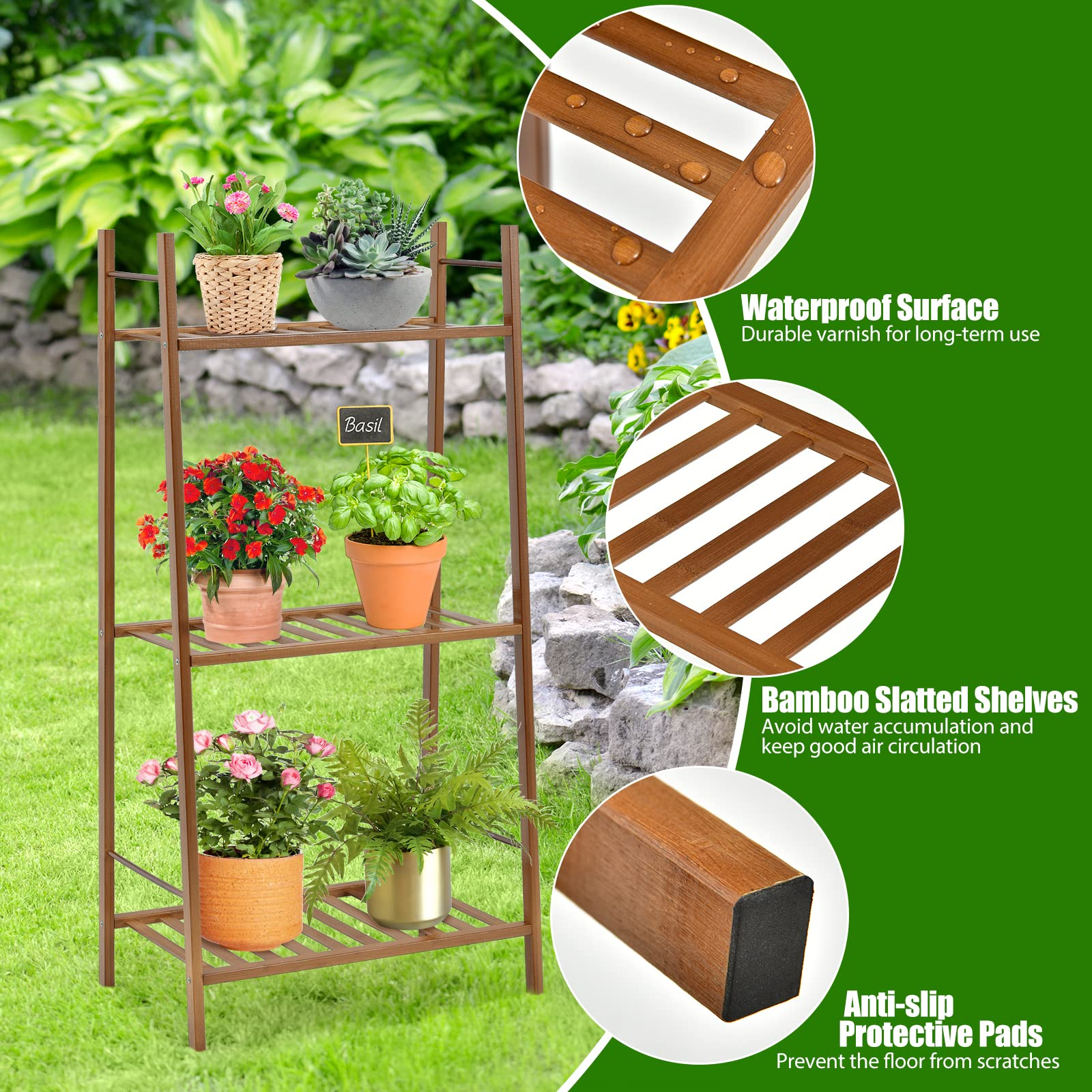 Giantex 3 Tier Plant Stand Flower Pots Holder Display Shelf