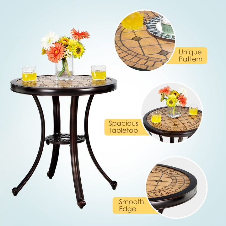 Giantex 3 Piece Patio Bistro Set, Cast Aluminum Patio Table and Chairs with Adjustable Feet(Red Copper)