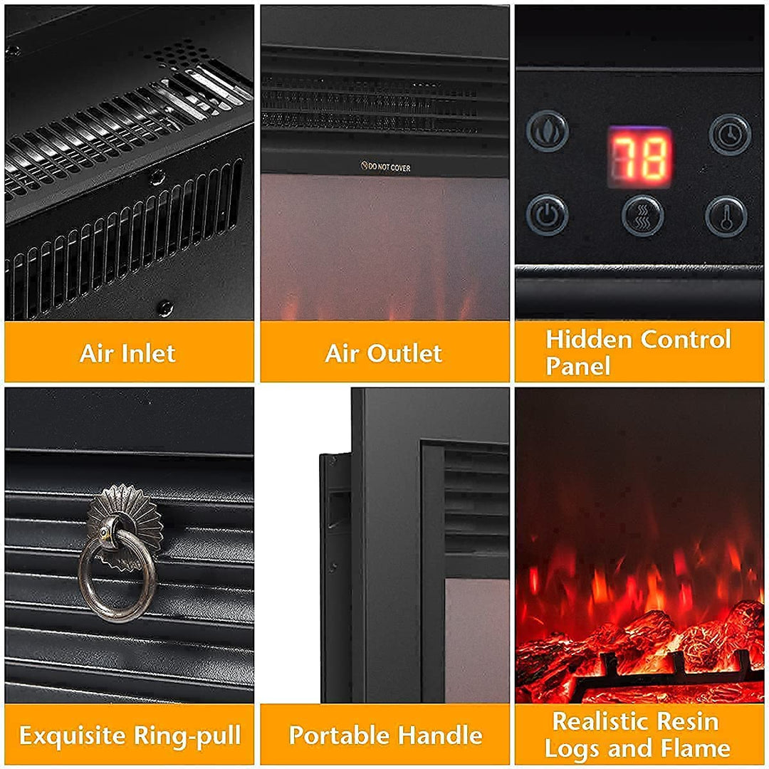 Giantex 28.5" Electric Fireplace Insert Recessed Mounted with 3 Color Adjustable Flames