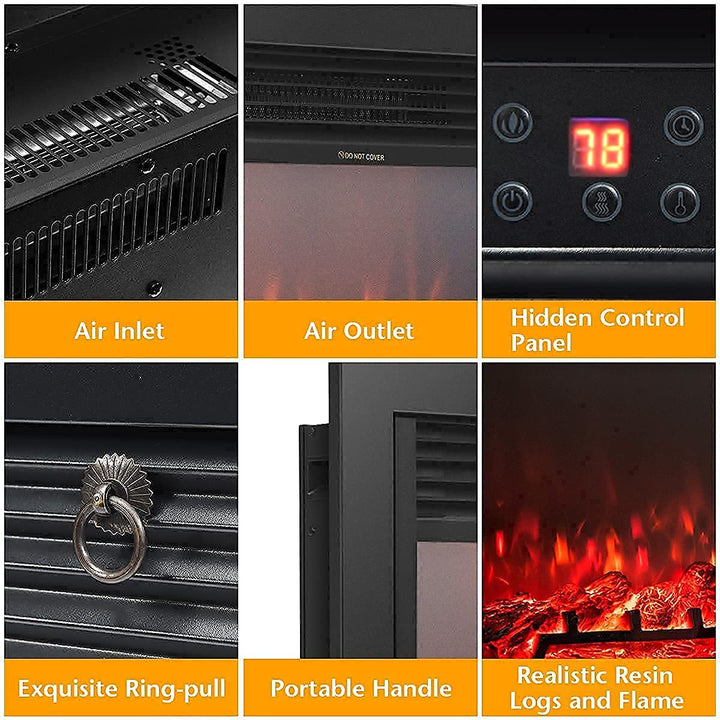 Giantex 28.5" Electric Fireplace Insert Recessed Mounted with 3 Color Adjustable Flames