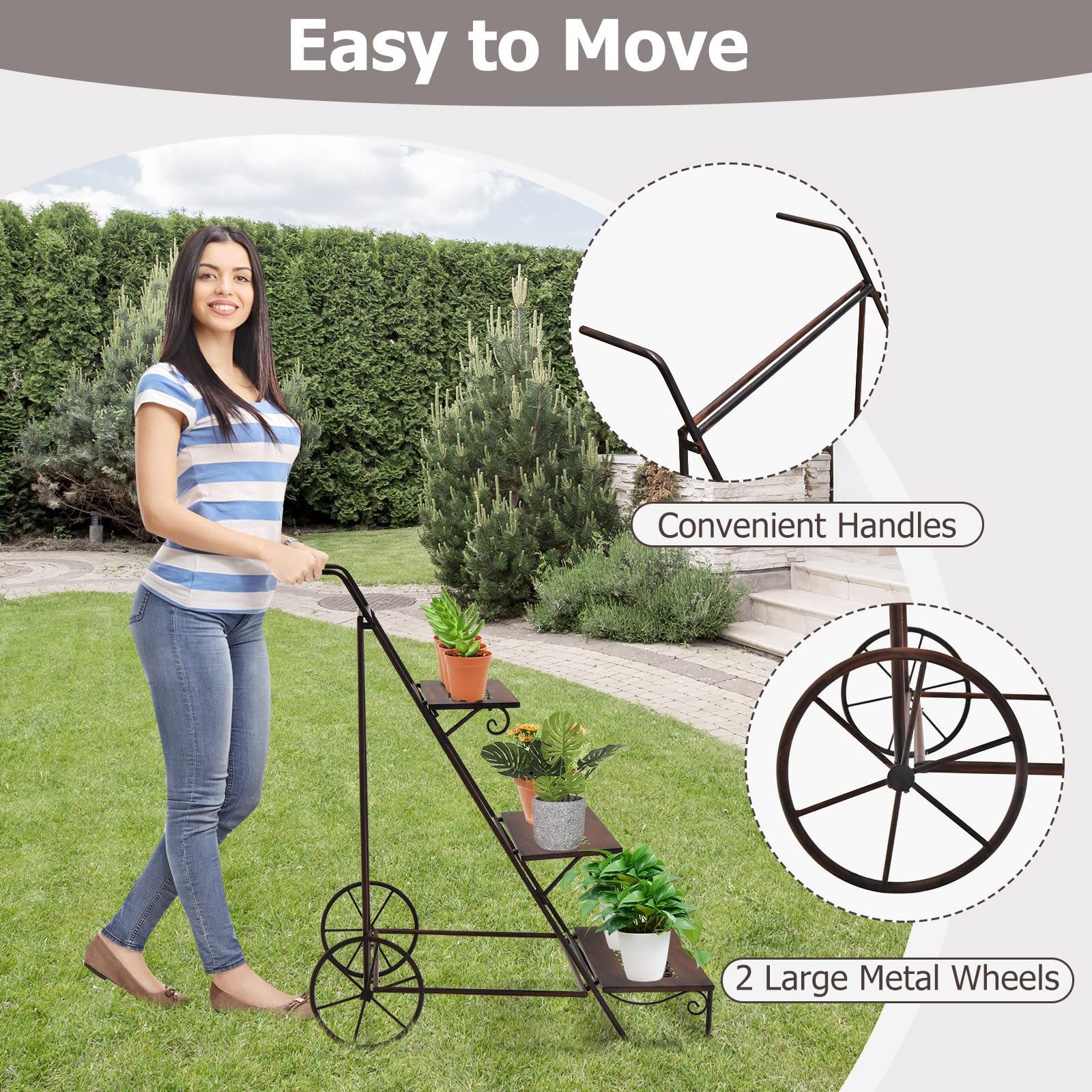 Giantex 3-Tier Metal Flower Cart