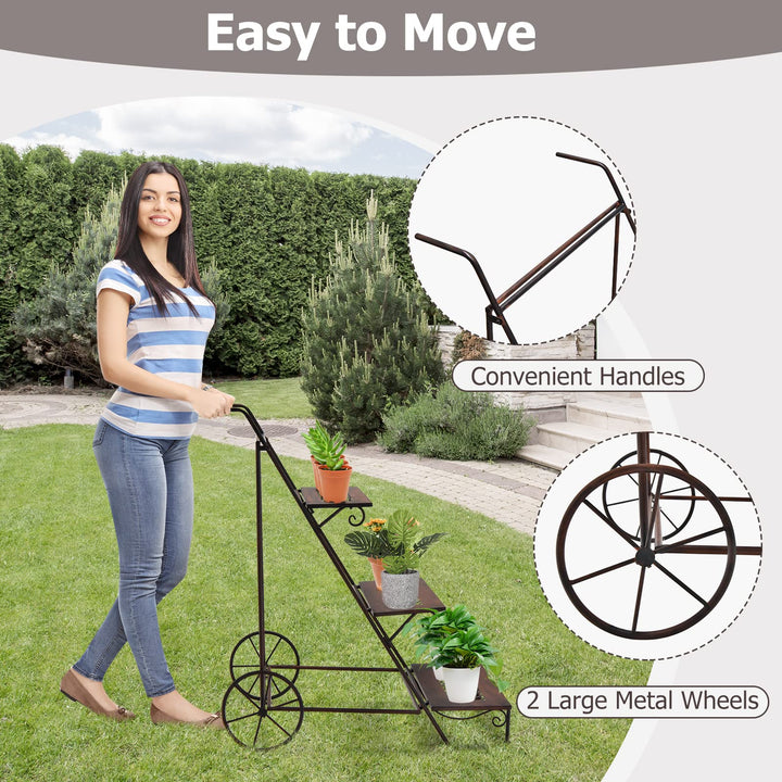 Giantex 3-Tier Metal Flower Cart