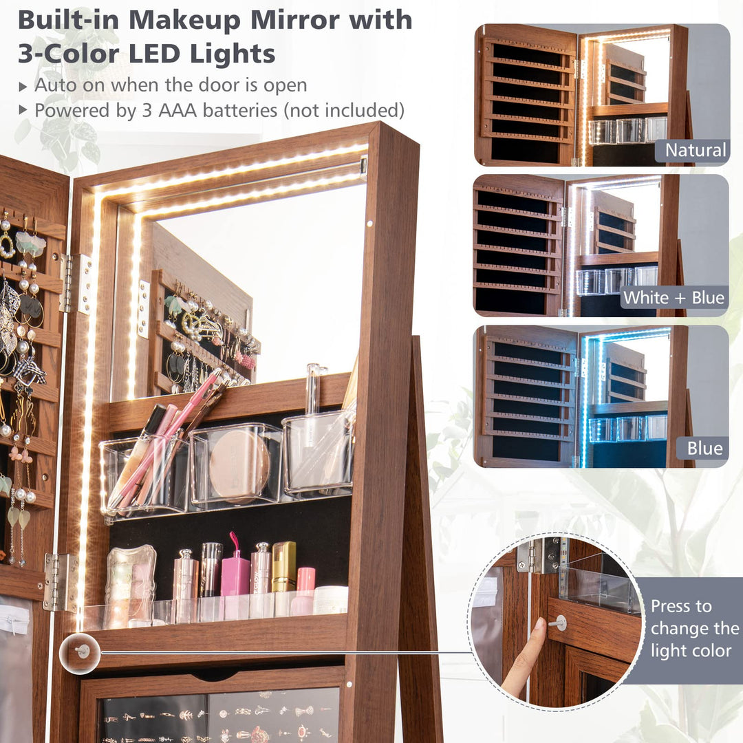 Jewelry Armoire, Walnut - Giantex